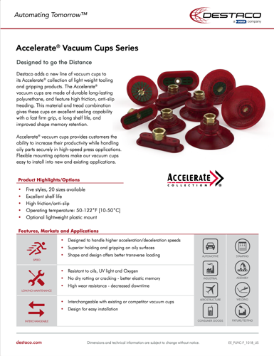 Accelerate Polyurethane Vacuum Cups Flyer