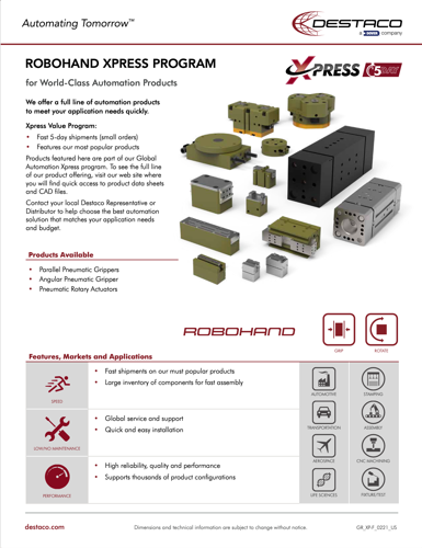 DESTACO Robohand Products Xpress Flyer