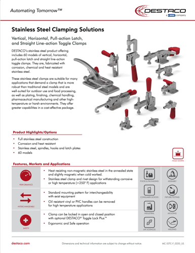 DESTACO Stainless Steel Manual Clamping Flyer