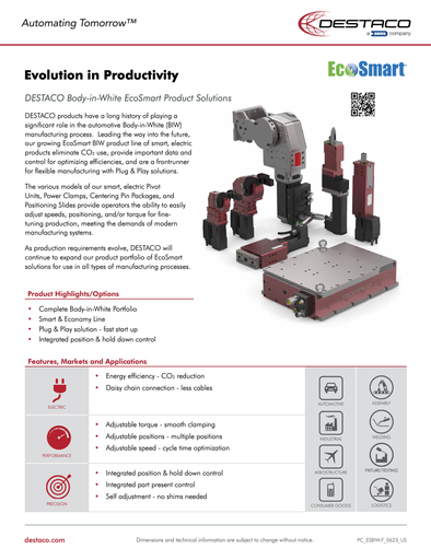 EcoSmart Body-in-White (BIW) Electric Products Overview Flyer