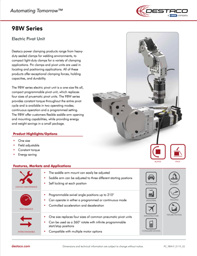 98W Series Electric Pivot Units Flyer