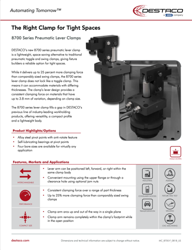 8700 Series Pneumatic Lever Clamp Flyer