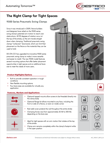 9500 Pneumatic Swing Clamp Flyer