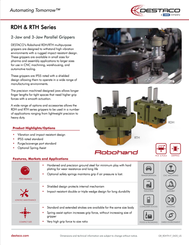 DESTACO Robohand RDH/RTH Parallel Grippers Flyer