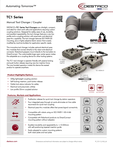 DESTACO TC1 Series Manual Tool Changer/Coupler